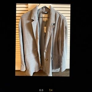 Madewell Relaxed Larsen Cotton & Linen Light Blue Windowpane Blazer Jacket